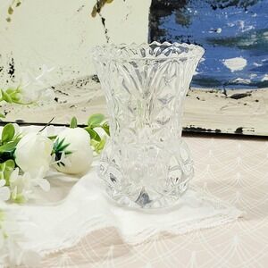 Vintage Zajecar Crystal Bud Vase Heavy Cut Diamond Vanity Decor European Lead